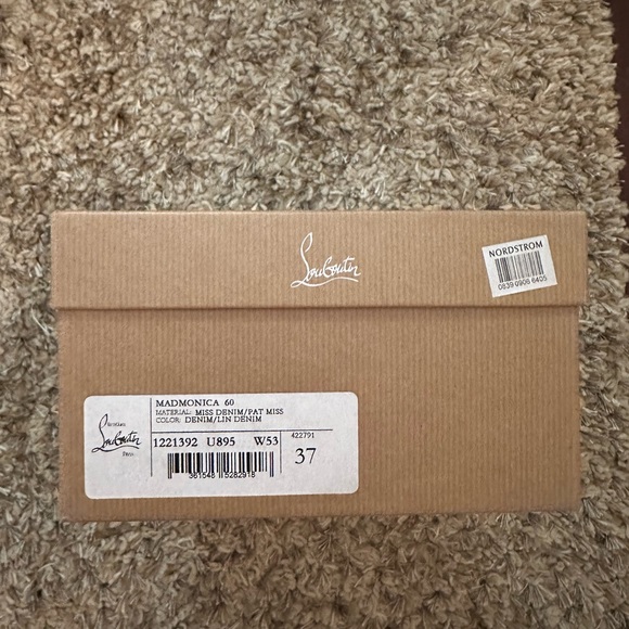 Christian Louboutin Mad Monica Spiked Denim Red Bottom Platform Sandals - Picture 15 of 17